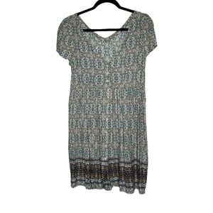 Mittoshop button front Blue Floral Dress small